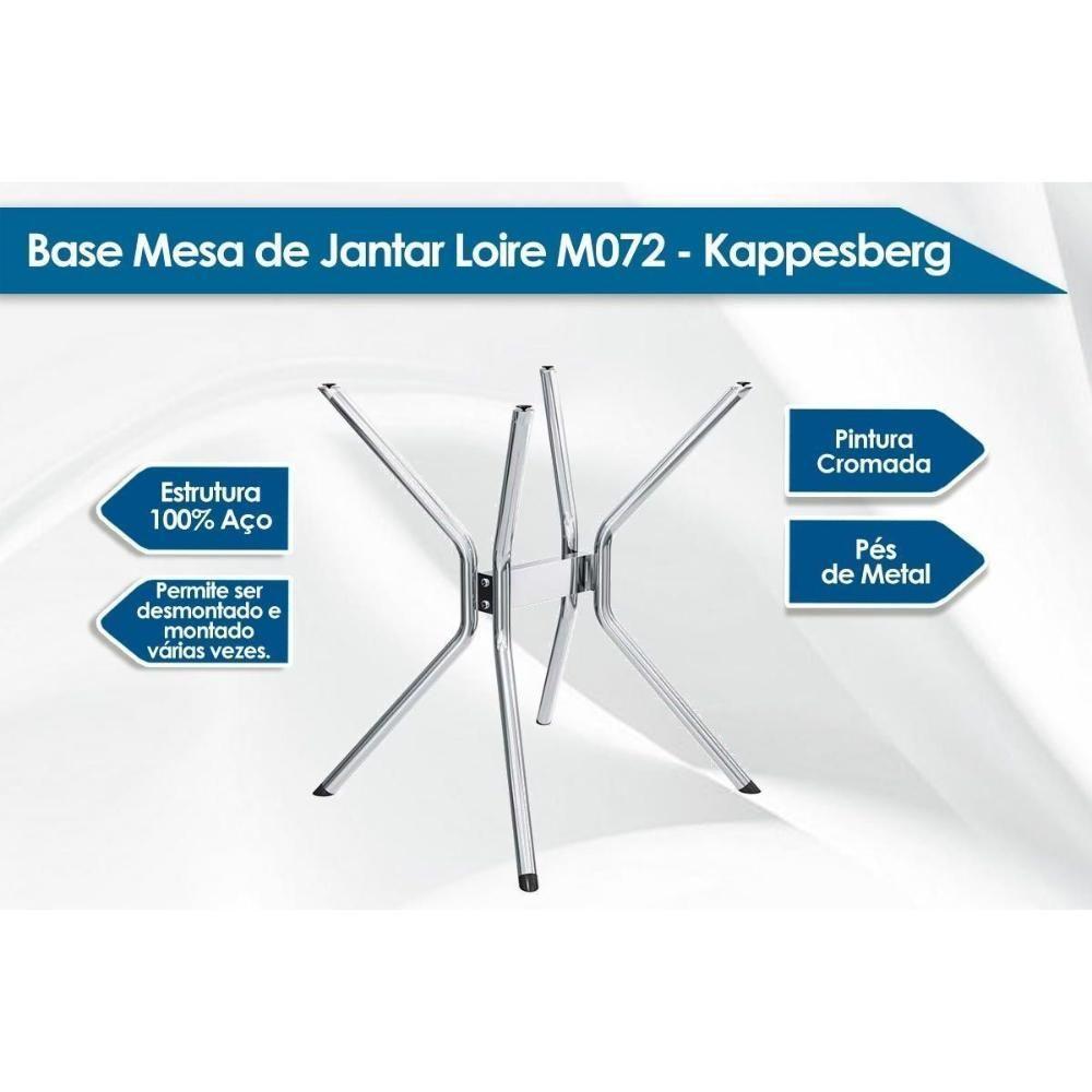 Conjunto: Mesa Sala Jantar Loire C- Tampo De Madeira 90cm + 4 Cadeiras Amsterdã Cromada - Corano Preto - Kappesberg - 4