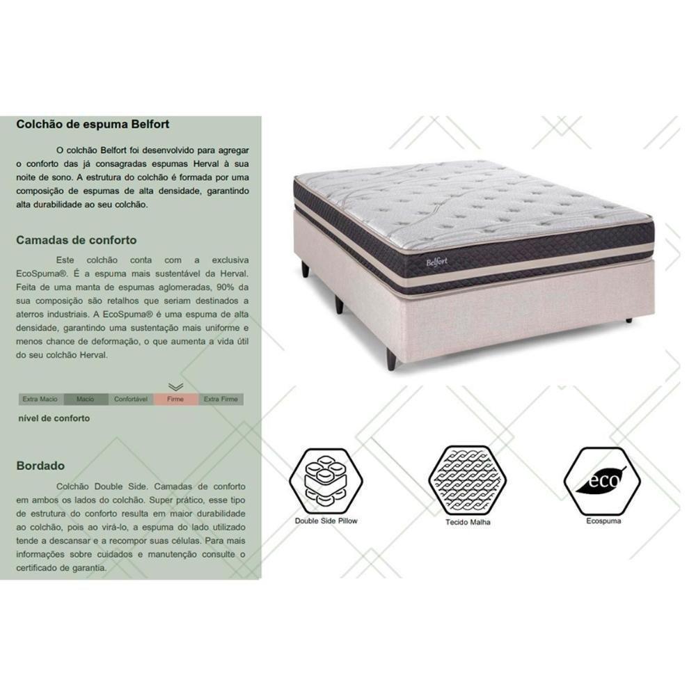 Conjunto Box Casal: Colchão Espuma Herval Ag65 Belfort + Base Crc Suede Gray (138x188) - 5