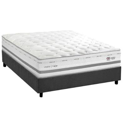 Conjunto Box Casal: Colchão Molas Herval Maxspring C1756 C- Massagem + Base Crc Suede Gray (138x188)