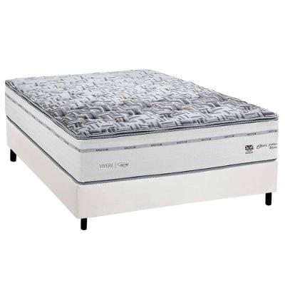 Cama Box Casal: Colchão Molas Ensacadas Herval Maxspring C1723 + Base Crc Corano White (138x188)