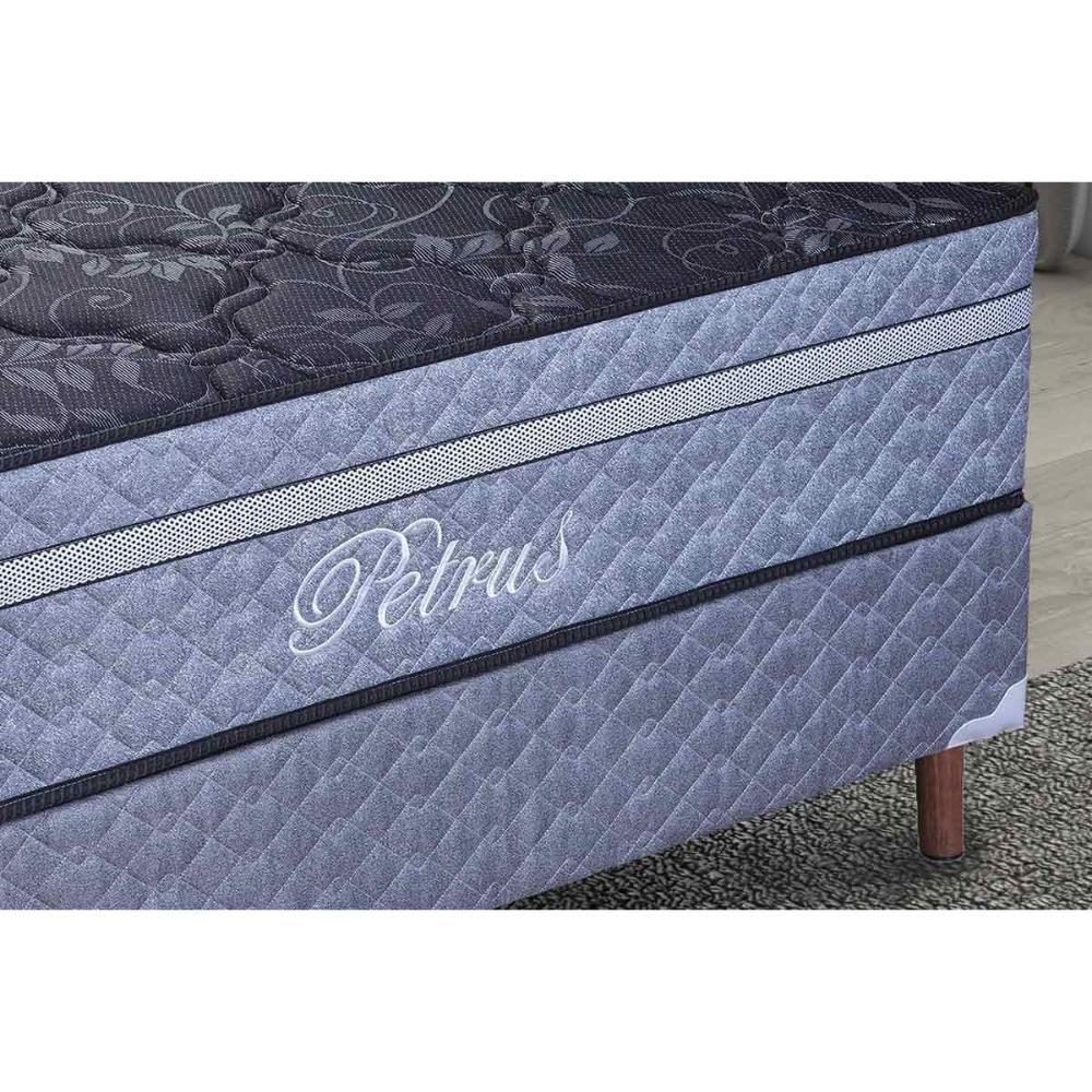 Cama Box Casal: Colchão Molas Ensacadas Paropas Petrus Chumbo + Base Crc Suede Gray (138x188) - 2
