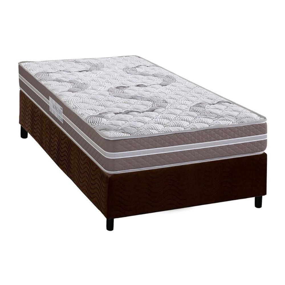 Cama Box Solteiro: Colchão Espuma D33 Herval Long Live + Base Crc Suede Brown (88x188) - 1
