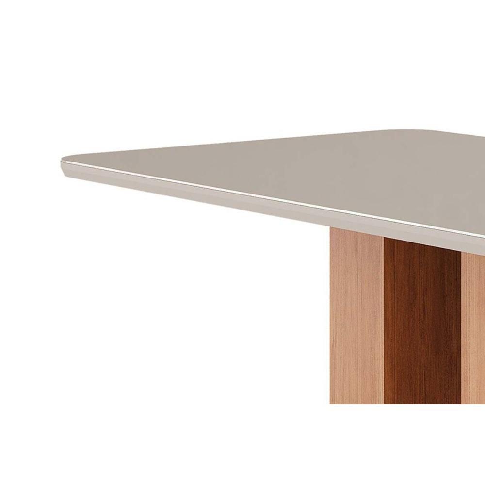 Mesa De Sala Jantar Ariela C- Tampo Madeirado Vidro 160x80cm Cinamomo-off White - Cimol - 4