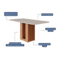 Mesa De Sala Jantar Ariela C- Tampo Madeirado Vidro 160x80cm Cinamomo-off White - Cimol - 2