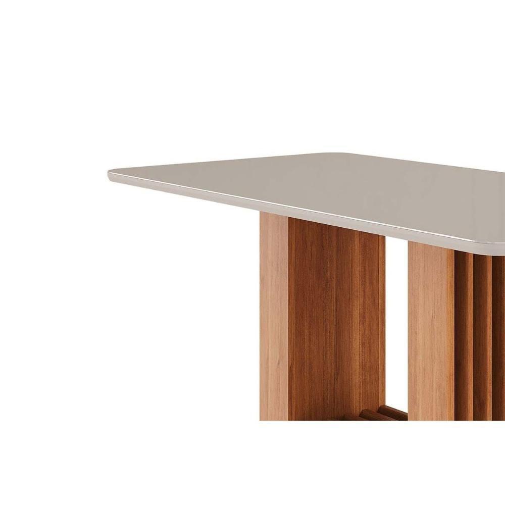 Mesa De Sala Jantar Ariela C- Tampo Madeirado Vidro 180x90cm Cinamomo-off White - Cimol - 4