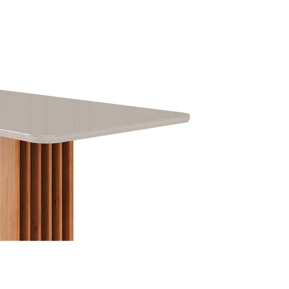 Mesa De Sala Jantar Ariela C- Tampo Madeirado Vidro 180x90cm Cinamomo-off White - Cimol - 5