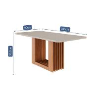 Mesa De Sala Jantar Ariela C- Tampo Madeirado Vidro 180x90cm Cinamomo-off White - Cimol - 3