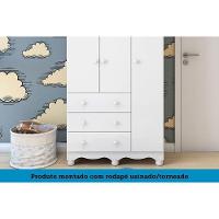 Quarto Infantil Completo 3 Peças (1guardaroupa+1berço+1cômoda) Qi123 Branco-amendoa - Peroba - 9