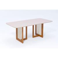 Mesa De Sala Jantar Regia Natuame C- Tampo Madeirado Vidro Reto 210x100cm Carvalho-off White - Cimol - 1