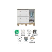 Quarto Infantil Completo 3 Peças (1guardaroupa+1berço+1cômoda) Qi120 Branco-amendoa - Peroba - 9