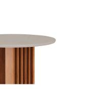 Mesa De Sala Jantar Ariela C- Tampo Madeirado Redondo C- Vidro 109x109cm Cinamomo-off White - Cimol - 5