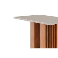 Mesa De Sala Jantar Ariela C- Tampo Madeirado Vidro 130x80cm Cinamomo-off White - Cimol