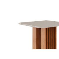 Mesa De Sala Jantar Ariela C- Tampo Madeirado Vidro 95x95cm Cinamomo-off White - Cimol