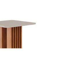 Mesa De Sala Jantar Ariela C- Tampo Madeirado Vidro 95x95cm Cinamomo-off White - Cimol - 5