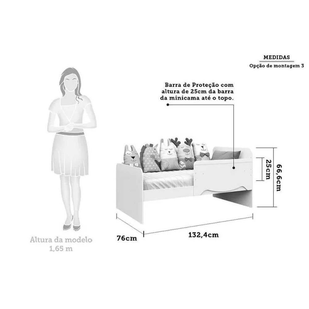 Quarto Infantil Completo 3 Peças (1guardaroupa+1berço+1cômoda) Qi125 Branco-amendoa - Peroba - 5
