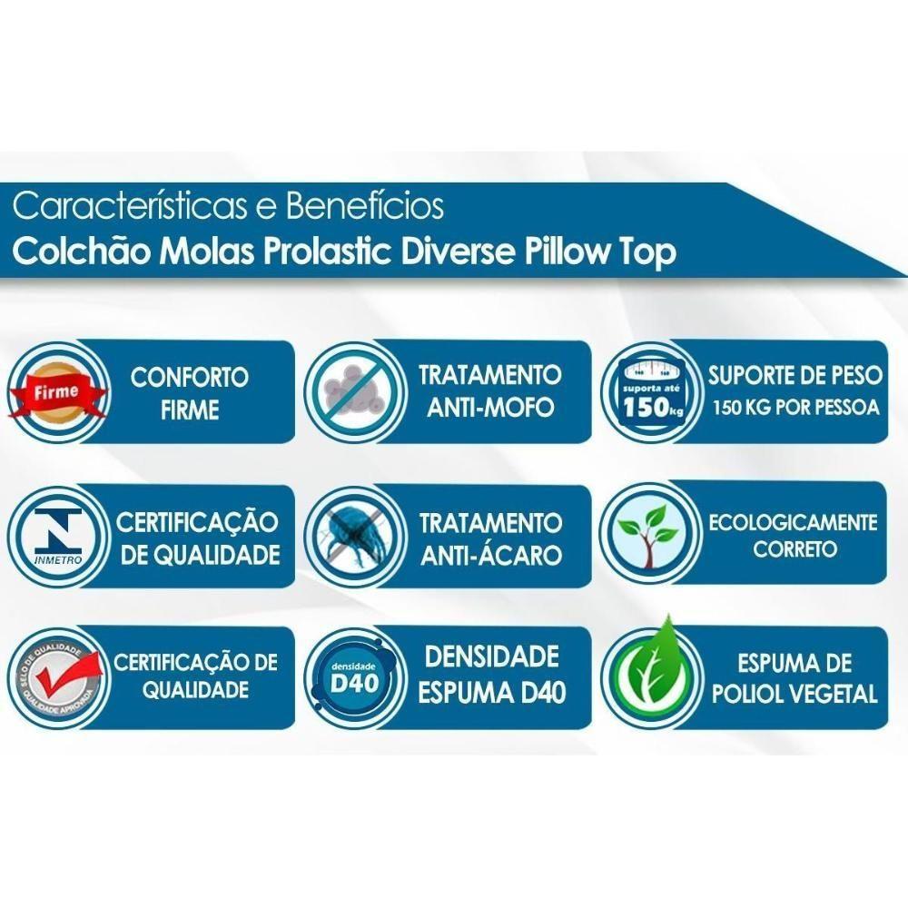 Colchão Casal Molas Prolastic Diverse Pillow Top (138x188x40) - Probel - 2