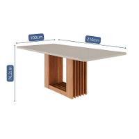 Mesa De Sala Jantar Ariela C- Tampo Madeirado Vidro Reto 210x100cm Cinamomo-off White - Cimol - 3