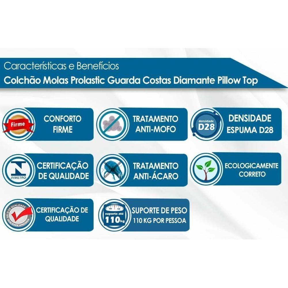 Colchão Casal Molas Prolastic Guarda Costas Diamante Pillow Top (138x188x30) - Probel - 2