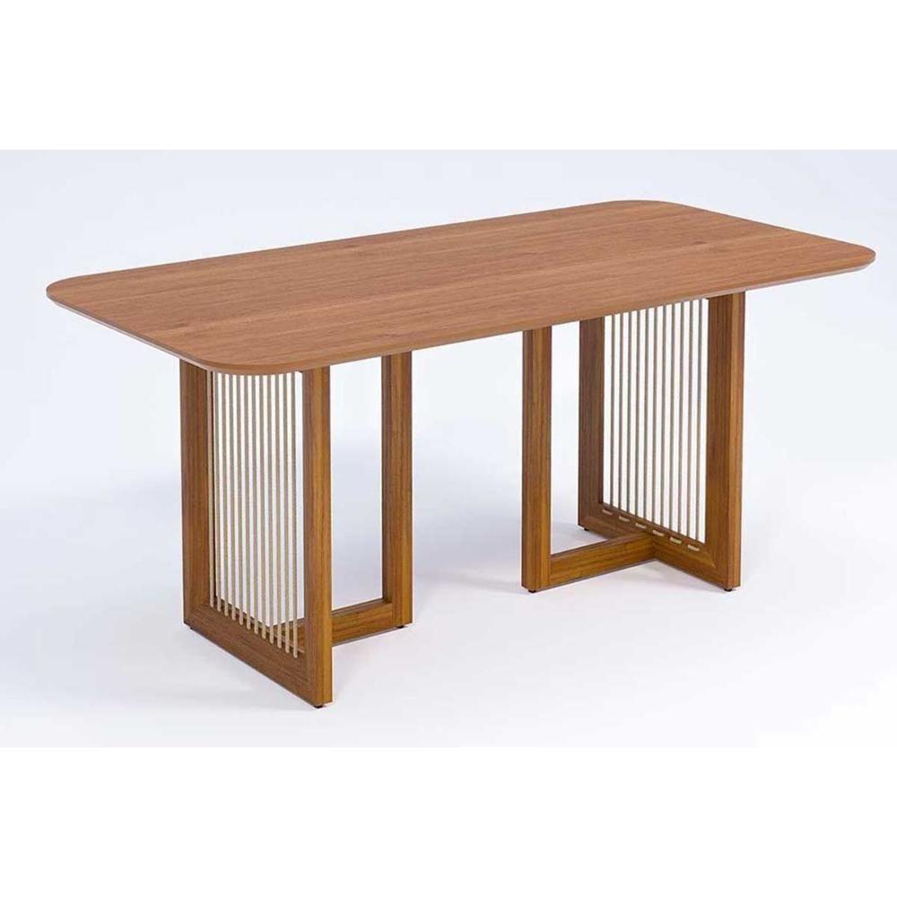 Mesa De Sala Jantar Regia Natuame C- Tampo Madeirado Reto 180x90cm Carvalho-cinamomo - Cimol - 1