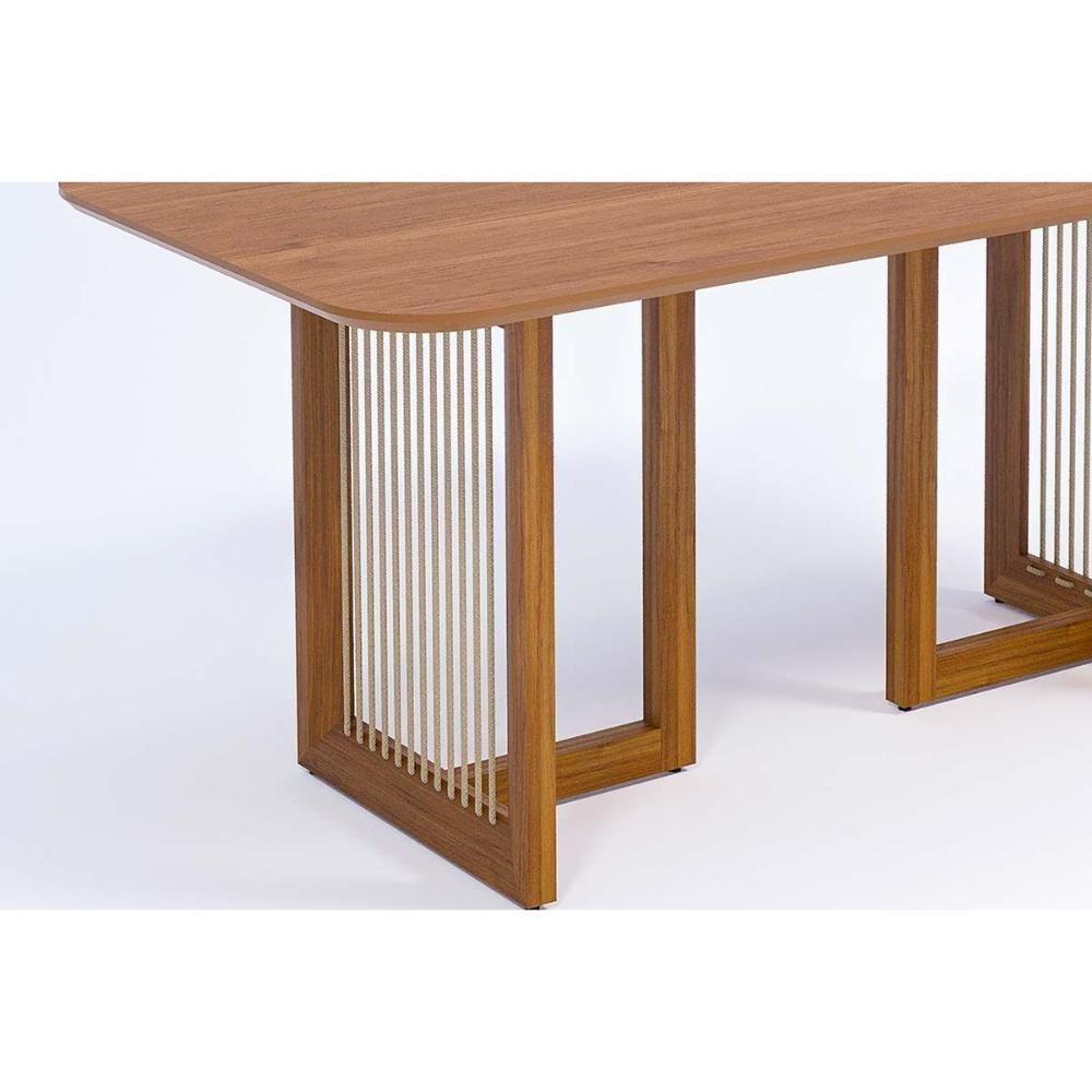 Mesa De Sala Jantar Regia Natuame C- Tampo Madeirado Reto 180x90cm Carvalho-cinamomo - Cimol - 4