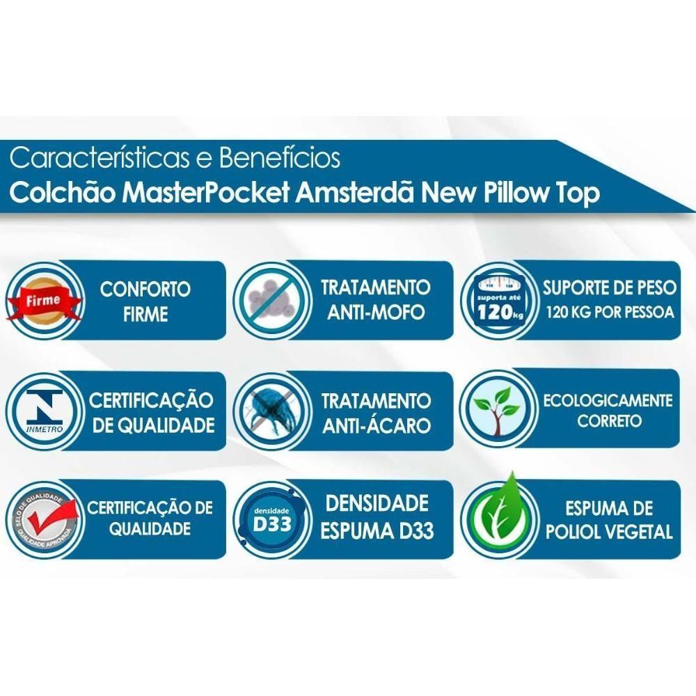 Colchão Queen Molas Ensacadas Masterpocket Amsterdã New Pillow Top (158x198x34) - Probel - 2