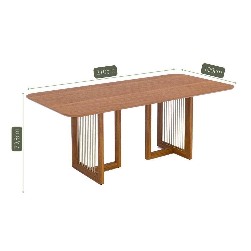 Mesa De Sala Jantar Regia Natuame C- Tampo Madeirado 210x100cm Carvalho-cinamomo - Cimol - 3