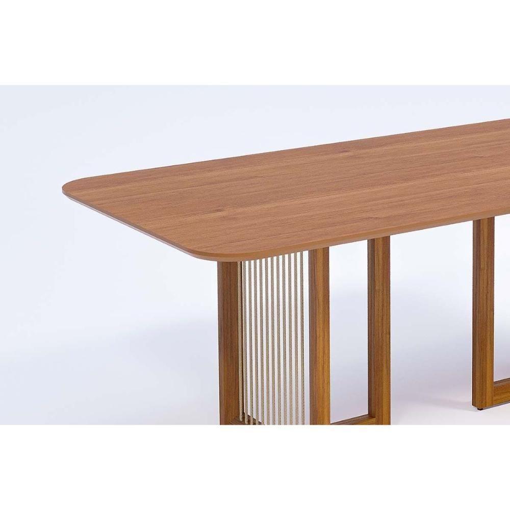 Mesa De Sala Jantar Regia Natuame C- Tampo Madeirado 210x100cm Carvalho-cinamomo - Cimol - 4