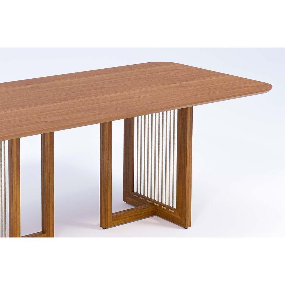 Mesa De Sala Jantar Regia Natuame C- Tampo Madeirado 210x100cm Carvalho-cinamomo - Cimol - 5