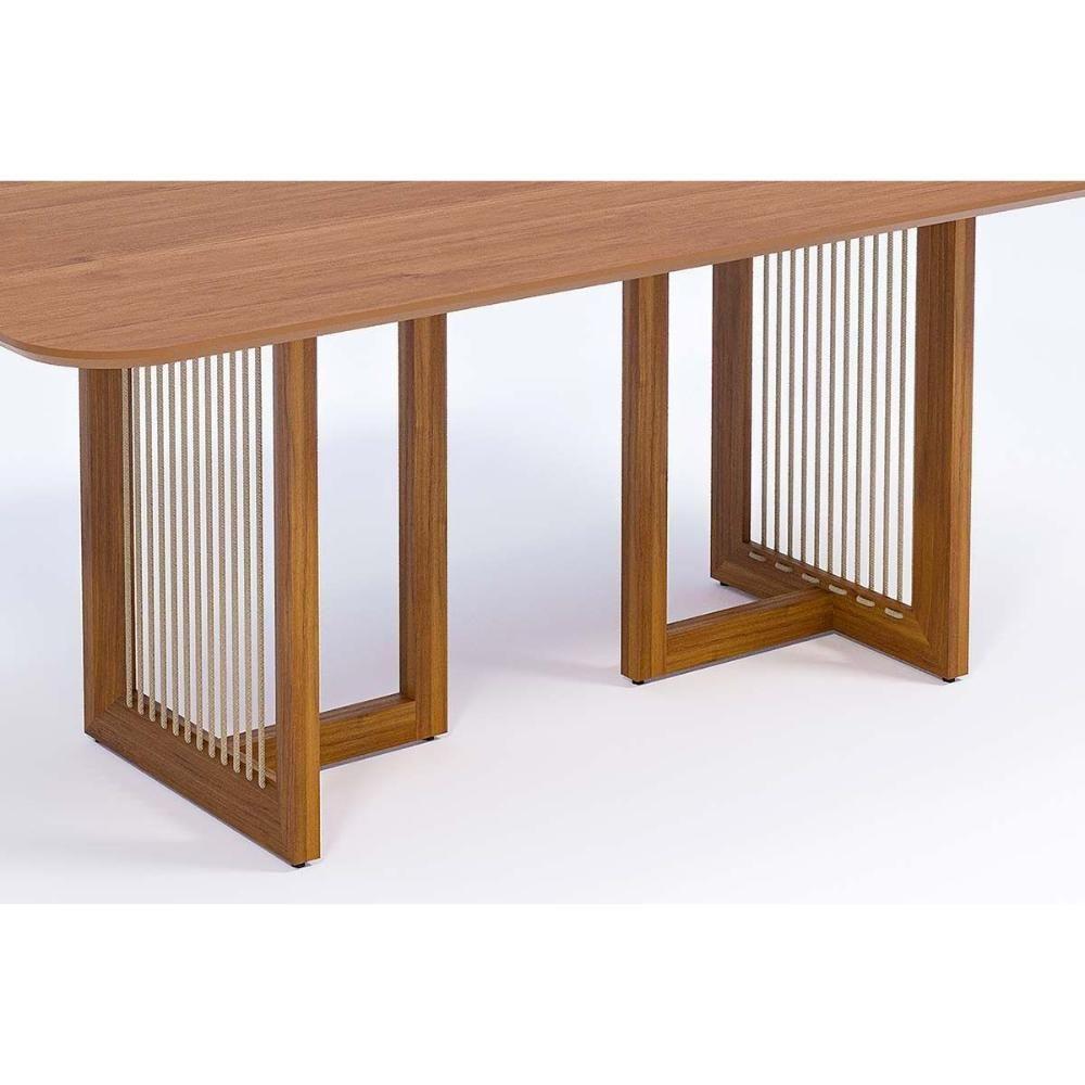Mesa De Sala Jantar Regia Natuame C- Tampo Madeirado 210x100cm Carvalho-cinamomo - Cimol - 6