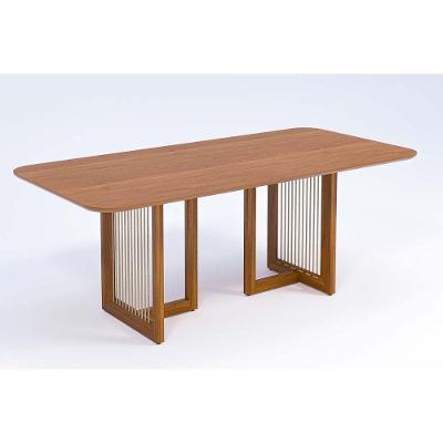 Mesa De Sala Jantar Regia Natuame C- Tampo Madeirado 210x100cm Carvalho-cinamomo - Cimol