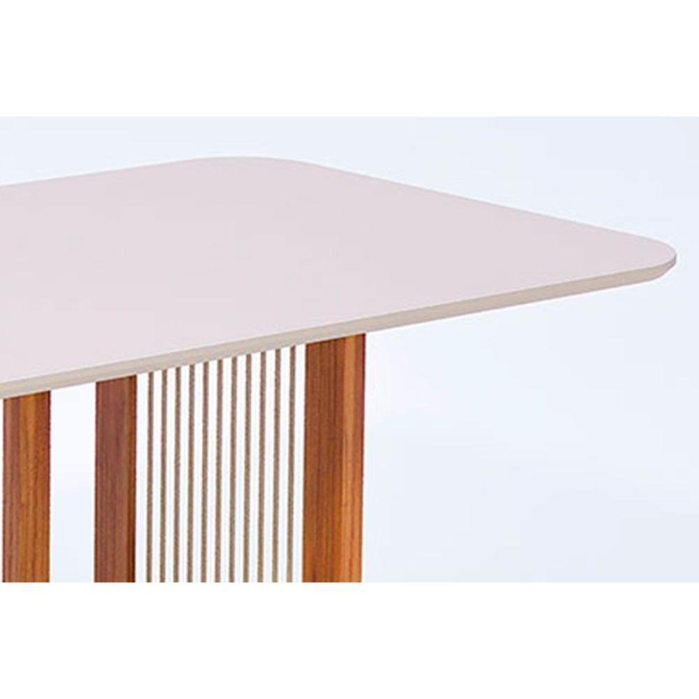 Mesa De Sala Jantar Régia C- Tampo Madeirado Vidro Redondo 180x90cm Carvalho-off White - Cimol - 4