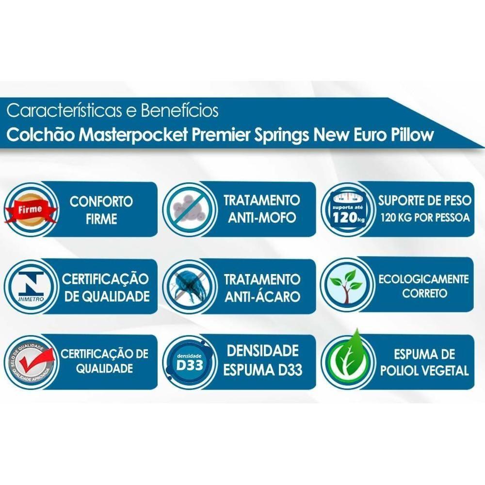Colchão Viúva Molas Ensacadas Masterpocket Premier Springs New Euro Pillow (128x188x34) - Probel - 2