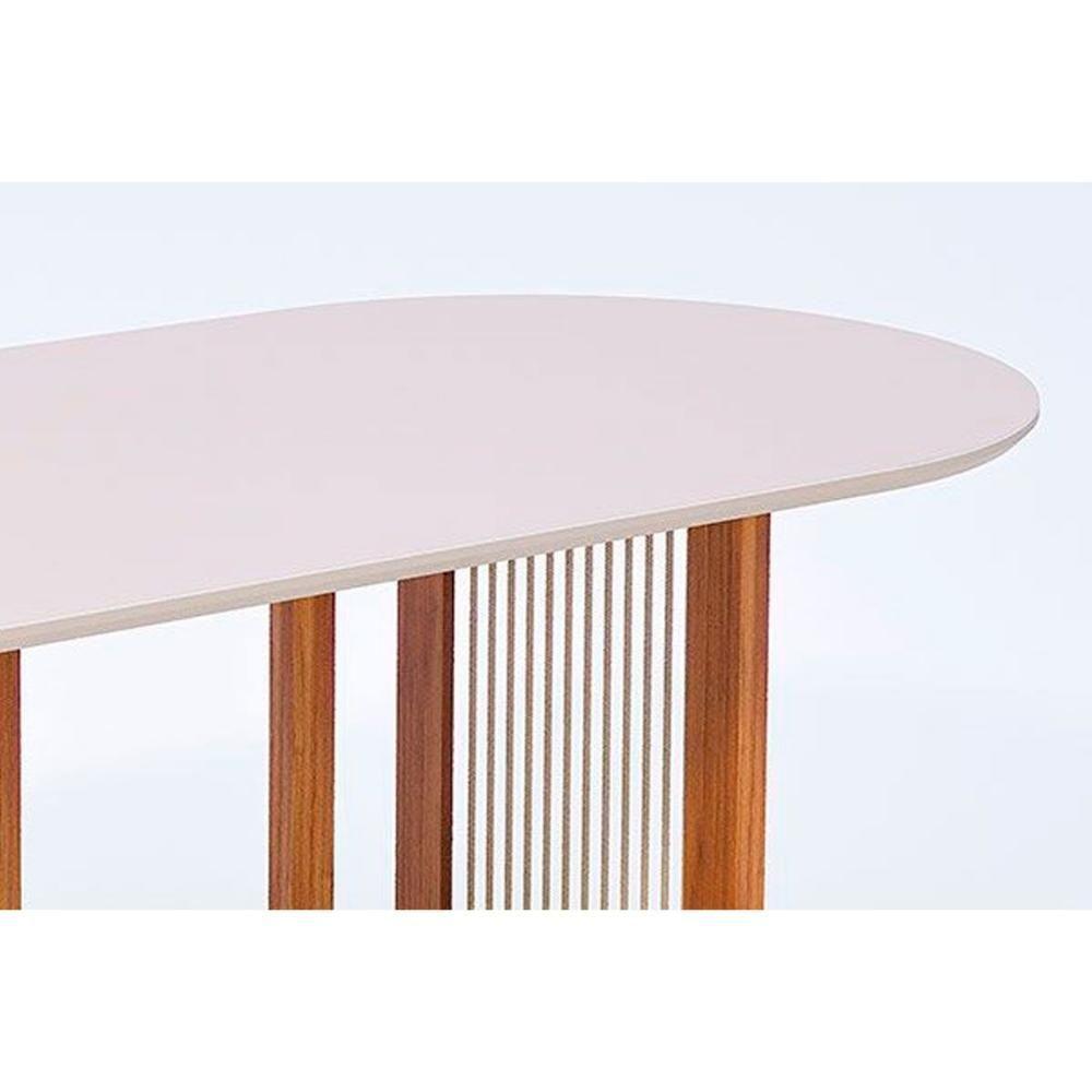 Mesa De Sala Jantar Régia Natuame C- Tampo Madeirado Vidro Oval 210x100cm Carvalho-off White - Cimol - 4