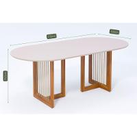 Mesa De Sala Jantar Régia Natuame C- Tampo Madeirado Vidro Oval 210x100cm Carvalho-off White - Cimol - 3