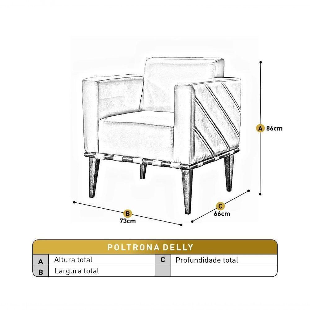 Poltrona Delly Madeira Maciça Castellar Móbile Linho Bege Claro Linho Bege Claro - 3
