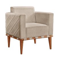 Poltrona Delly Madeira Maciça Castellar Móbile Linho Bege Claro Linho Bege Claro - 1