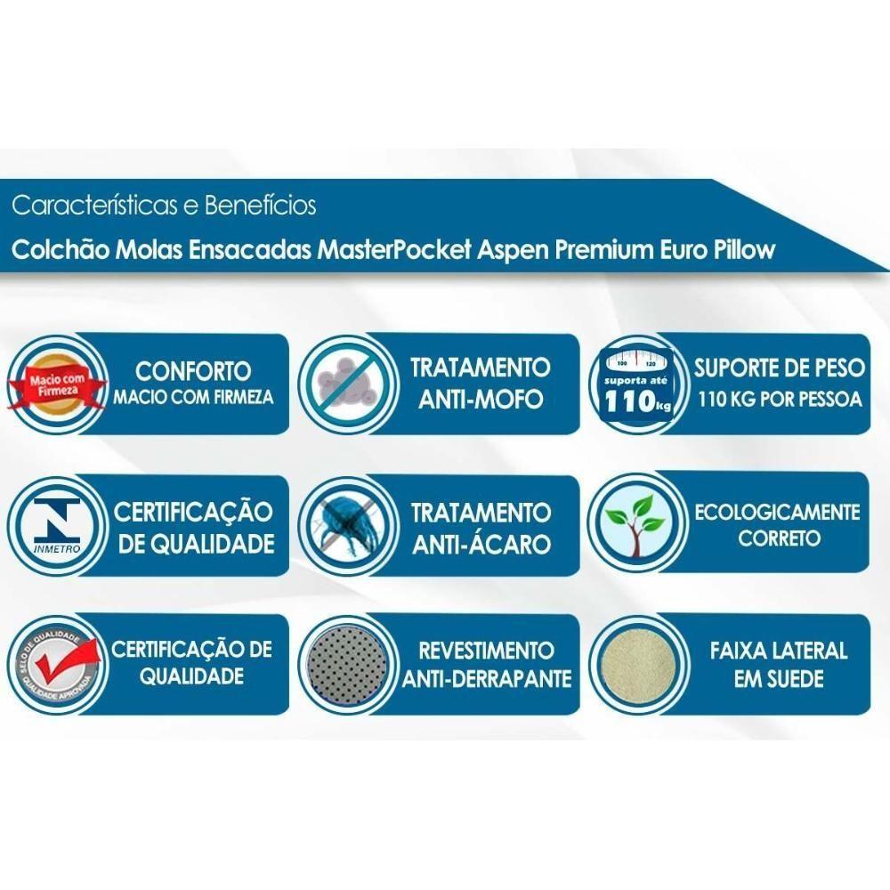 Colchão Solteiro Molas Ensacadas Masterpocket Aspen Premium Euro Pillow (88x188x28) - Probel - 2