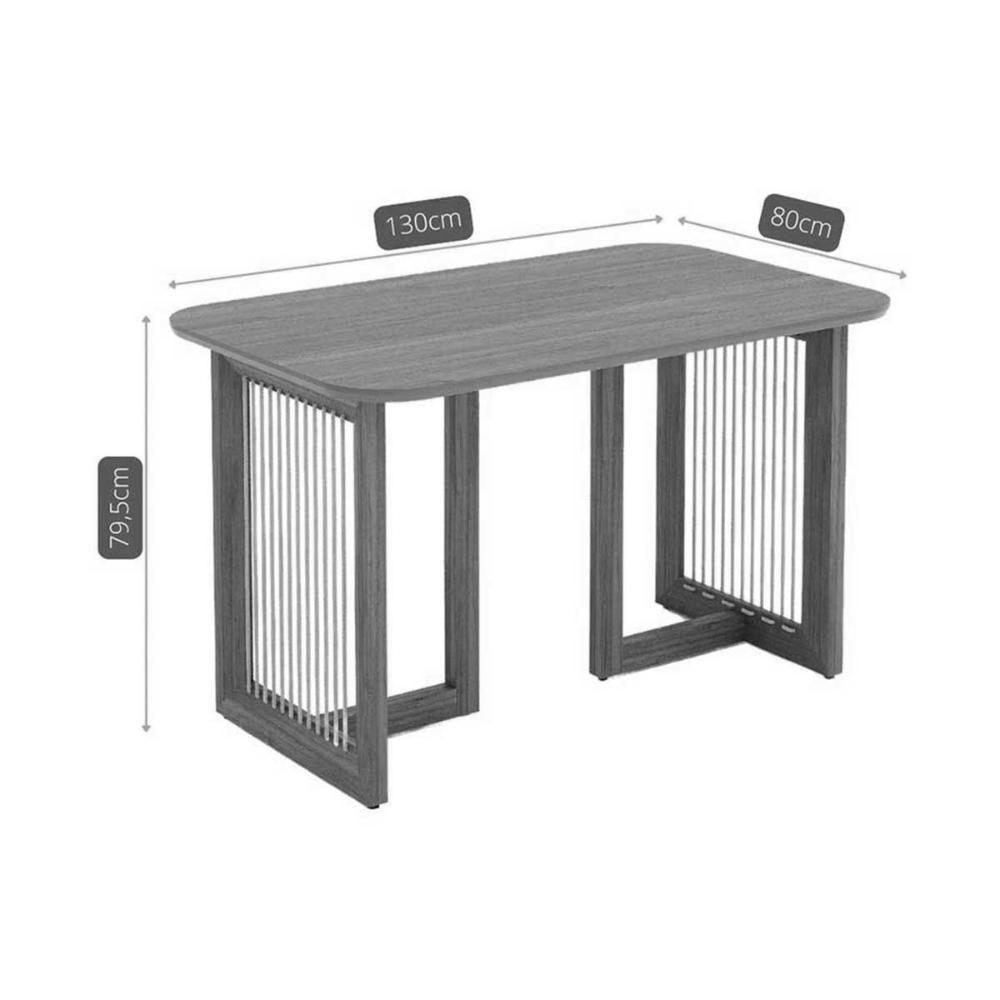 Mesa De Sala Jantar Regia Natuame C- Tampo Madeirado 130x80cm Carvalho-cinamomo - Cimol - 3