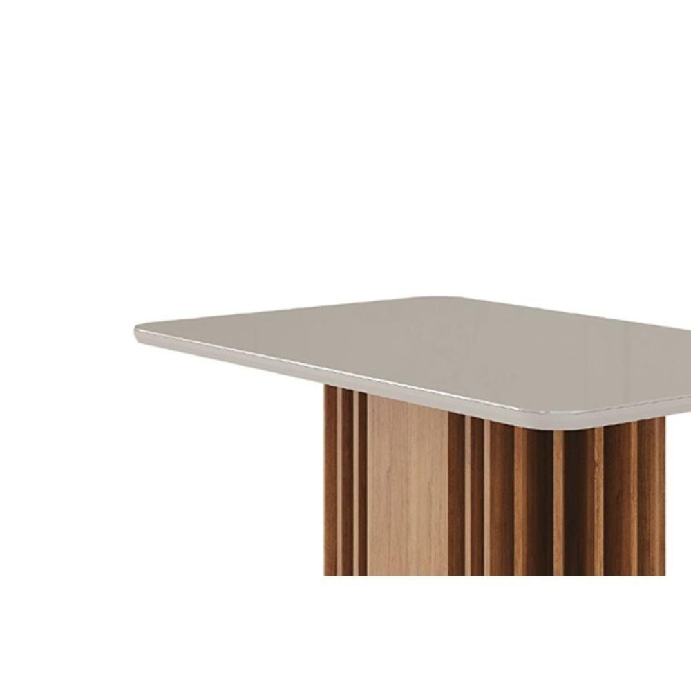 Mesa De Sala Jantar Julieta C- Tampo Madeirado Vidro 130x80cm Cinamomo-off White - Cimol - 4
