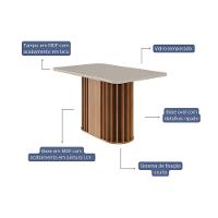 Mesa De Sala Jantar Julieta C- Tampo Madeirado Vidro 130x80cm Cinamomo-off White - Cimol - 2
