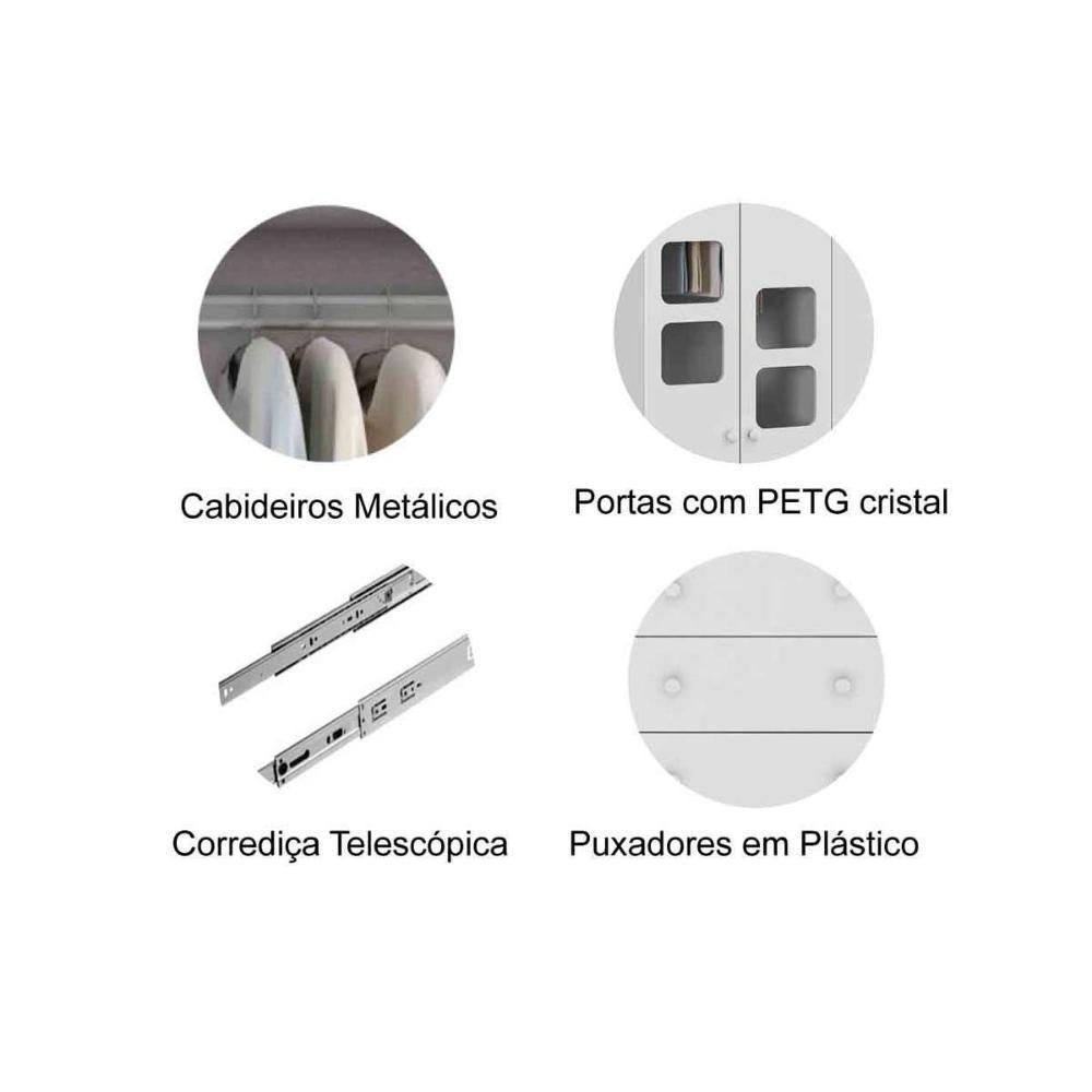 Quarto Infantil Completo 3 Peças (1guardaroupa+1berço+1cômoda) Qi122 Branco-amendoa - Peroba - 7