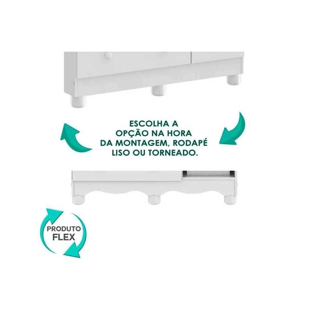 Quarto Infantil Completo 3 Peças (1guardaroupa+1berço+1cômoda) Qi122 Branco-amendoa - Peroba - 10