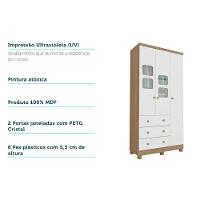 Quarto Infantil Completo 3 Peças (1guardaroupa+1berço+1cômoda) Qi122 Branco-amendoa - Peroba - 5