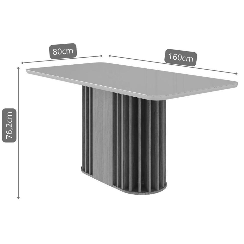 Mesa De Sala Jantar Julieta C- Tampo Madeirado Vidro Reto 160x80cm Cinamomo-off White - Cimol - 3