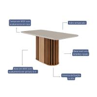 Mesa De Sala Jantar Julieta C- Tampo Madeirado Vidro Reto 160x80cm Cinamomo-off White - Cimol - 2