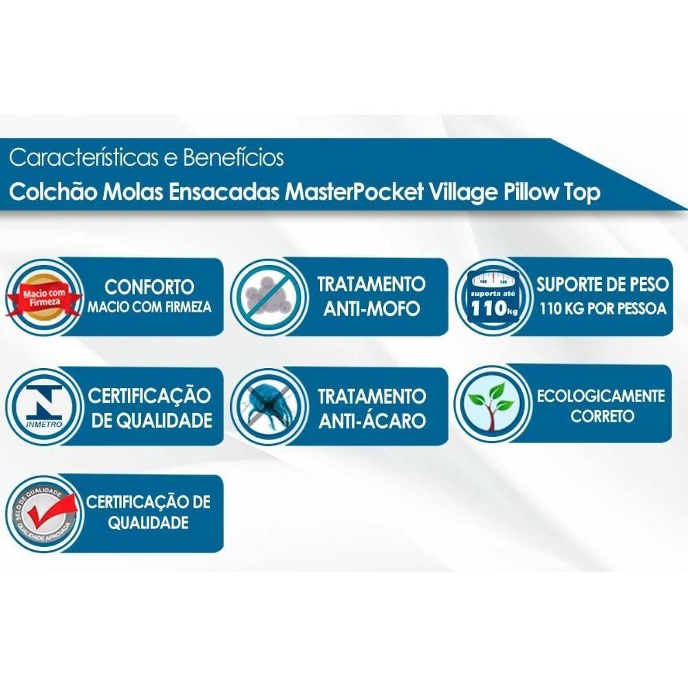 Colchão Casal Molas Ensacadas Masterpocket Village Pillow Top (138x188x28) - Probel - 2