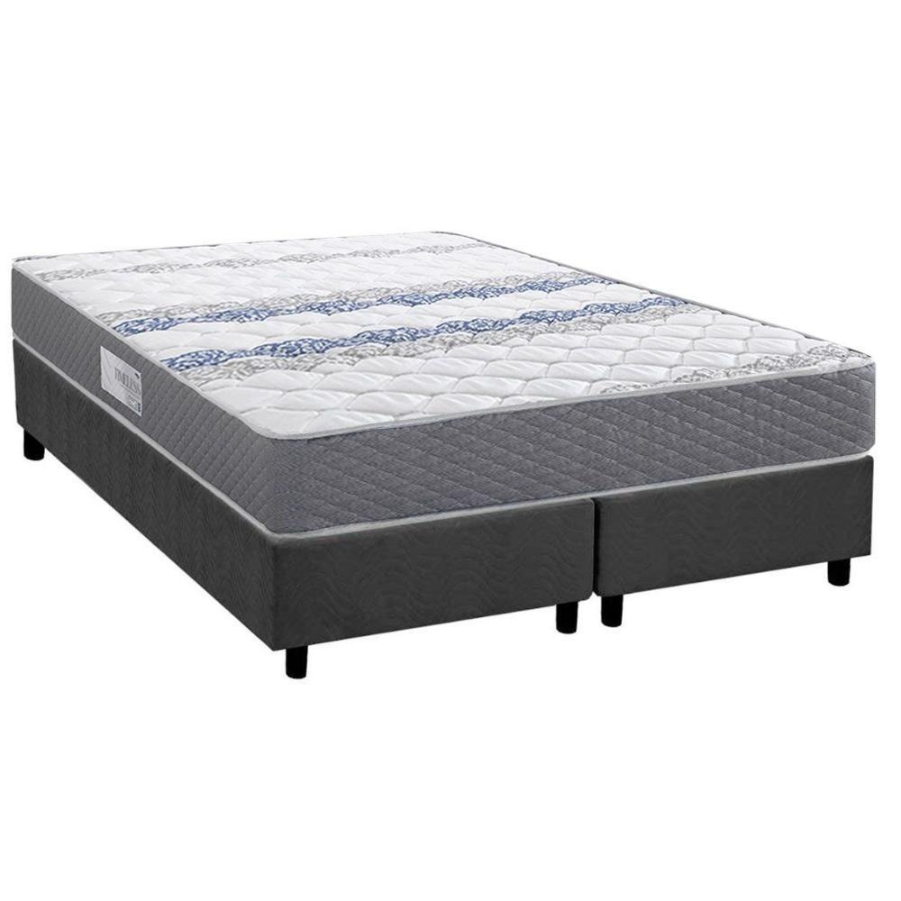 Cama Box Queen: Colchão Ortopédico Herval D60 - Ag65 Timeless + Base Crc Suede Gray (158x198) - 1