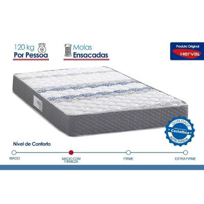 Cama Box Baú Queen: Colchão Anatômico Herval D60 - Ag65 Timeless + Base Crc Suede Gray (158x198)