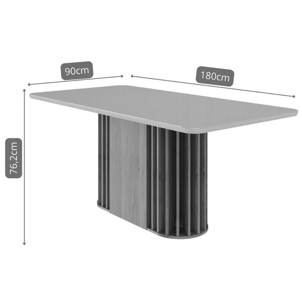 Mesa De Sala Jantar Julieta C- Tampo Madeirado Vidro 180x90cm Cinamomo-off White - Cimol - 3