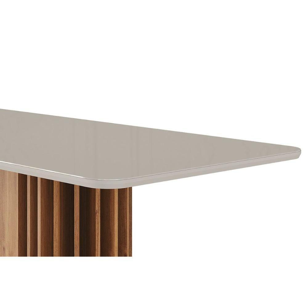 Mesa De Sala Jantar Julieta C- Tampo Madeirado Vidro 180x90cm Cinamomo-off White - Cimol - 5